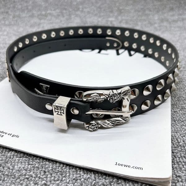 Retro Heavy Metal Rivets Men Womens Belt ERD Harley Locomotive Rock Punk Style Personality Belt Genuine Leather Jeans Belt 250519