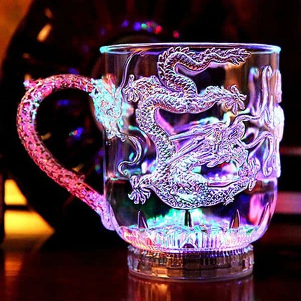 LED Flash Magic Color Changing Dragon Cup Water Activated Light-Up Beer Coffee Milk Tea Wine Whisky Bar Mug Travel Gift 250517BJ