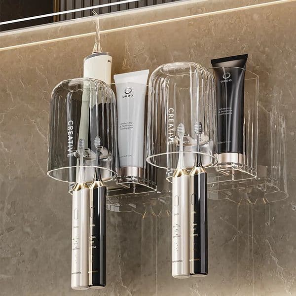 Storage rack bathroom wall mounted brush cup no punching light drain water rinse mouth cup dental cup holder 250517
