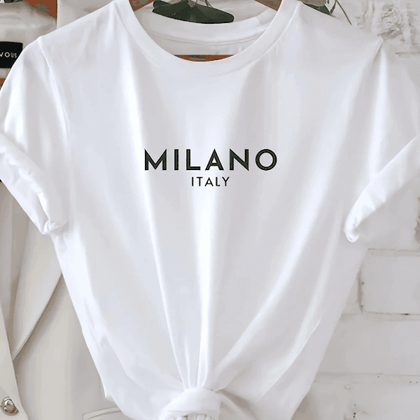 Women's T Shirts Letter Print Crew Neck T-Shirt Casual Short Sleeve For Spring & Summer Clothing Valentine's Day