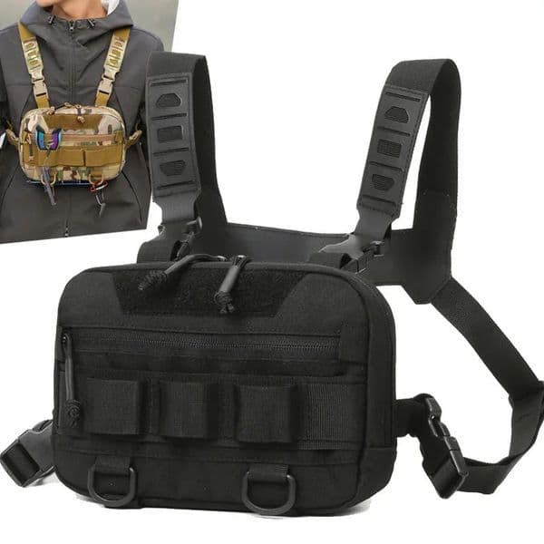 Mens Chest Bag Tactical Fishing Vest Backpack Travel Waterproof Molle Nylon Climbing Camping Backpacks Outdoor Rig Fanny Pack 250519