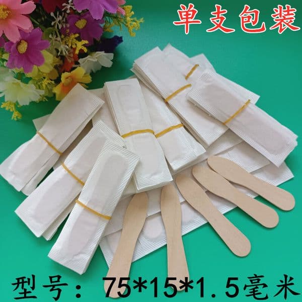 Ice stick, disposable cream wooden spoon, single pack ice spoon