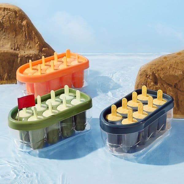 Home made cream molds, snow homemade frozen ice cream, popsicles, and popsicle boxes are magical tools