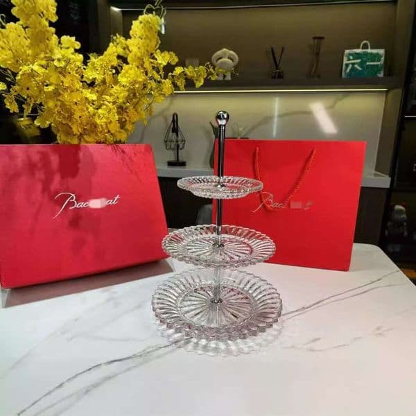 Crystal Three Layers Fruit Afternoon Tea Dim Sum Tray Dessert Table Cake Rack 12315
