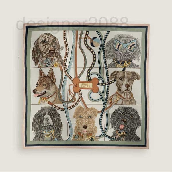 Designer Scarves 10A mirror quality Dog Casting Day Horse Women's Scarfs 90 Square Scarf 18mm Mulberry Silk Scarf Gift