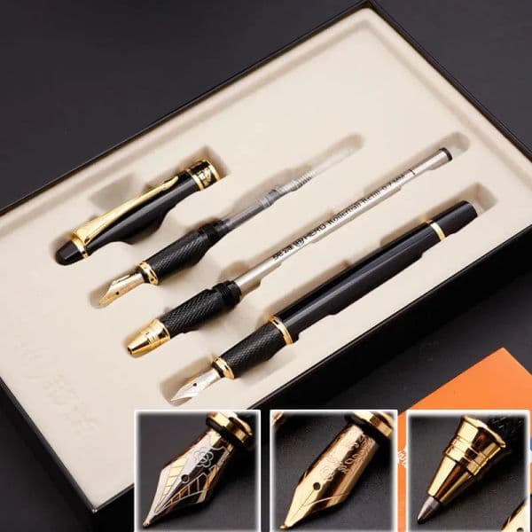wholesale Promotion High Quality Three Pen Set Gift Box 0.5mm and 1.0mm Iraurita Fountain roller pen full metal 1047 T200115