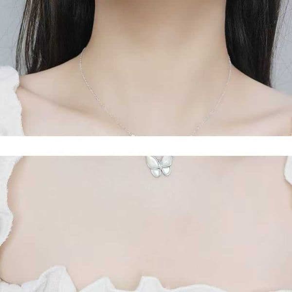 Brand Designer Clover Necklace High version natural white mother of pearl butterfly necklace with 18K rose gold plating for women light luxury highend butter