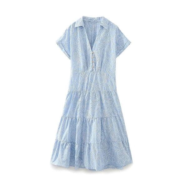 womens casual and elegant European American style n retro hollow y shirt dress 250520