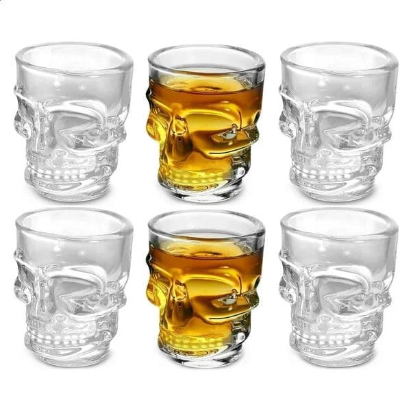 1/2Pcs Skull Head S Glass Cup Creative Clear Crystal Wine Cup Liquor Whisky Vodka Beer Steins for Party Bar Halloween Gifts 250517