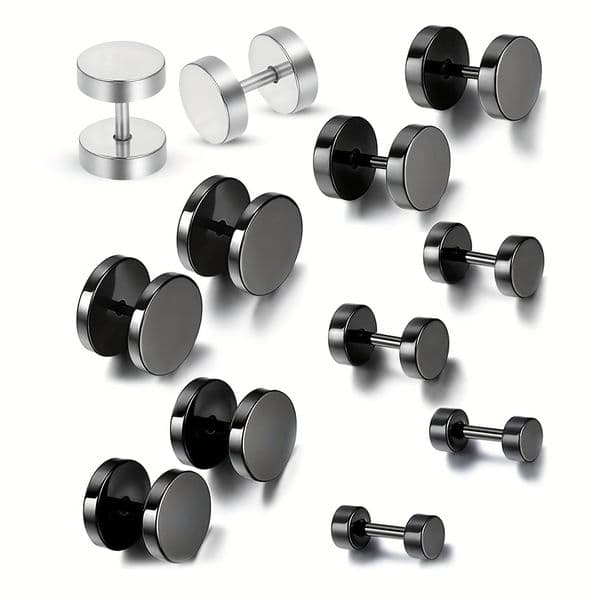 5pcs-10pcs/set Mixed 4-8mm Round Cake Ear Bone Stud Earrings Fake Ear Stud Expansion Body Piercing Jewelry Rod Length 6mm 16G