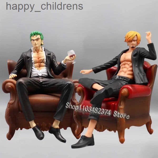 Anime Roronoa Zoro Sofa Figure One Piece Gk Figure Suit Sanji Action Figure Sofa Sitting Model 15cm PVC Collectible Statue Toy U250521
