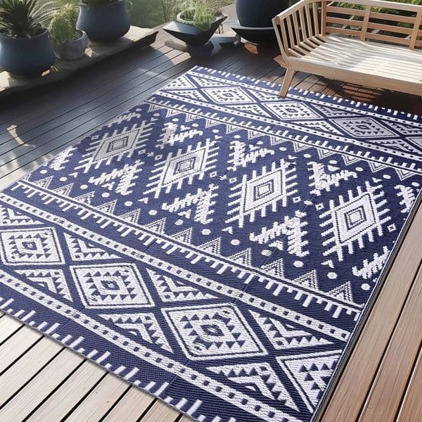 Kitinjoy Outdoor Waterproof Rugs Plastic Straw Boho Patio Indoor Carpets For Camp Picnic Balcony 250521
