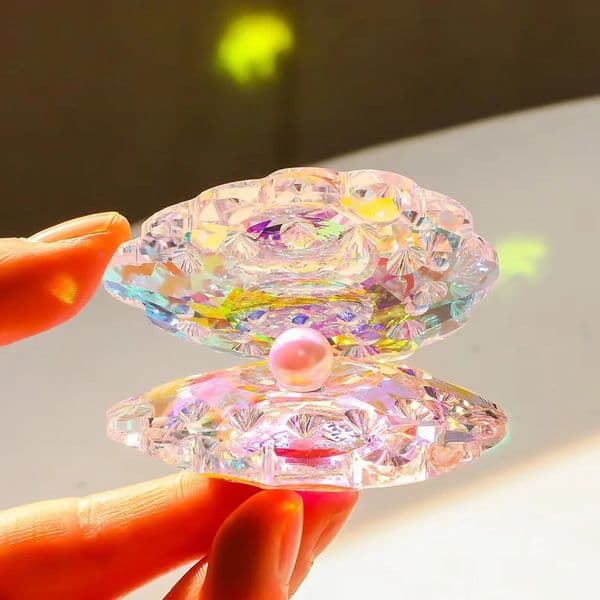 Reflective Crystal Conch Shell with Pearl Sun Catcher Clam Ornaments Seashell Figurine Collectible Desk Decor 250521