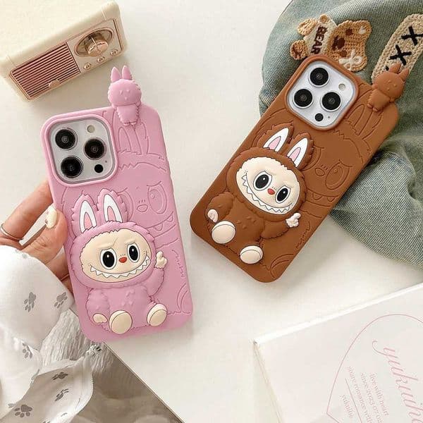Funny 3D Cartoon LaBubu Monsters Toy Cover For iPhone 16 15 14 13 12 Pro Max Soft Silicone Case Shockproof Phone Cases Z250521