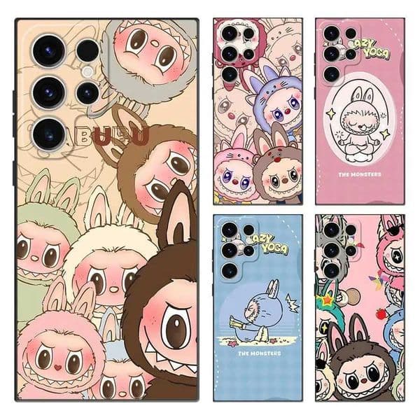 Cute Labubu Phone Case for Galaxy S22 Plus S21 5G S21 FE S24 S25 Ultra S20 S23 Ultra S22 Ultra Matte Silicone Cover Z250521
