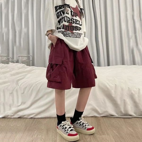 Mens Fashion Elastic Waist Pocket Ice Silk Sports Casual Loose Five-part Shorts 250519