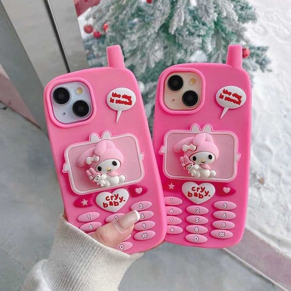 Kawaii Japan Ins My Melody Labubu Monsters Phone Case For iPhone 16 15 14 13 12 11 Pro Max 3D Cartoon CRYBABY Soft Silicon Cover Z250521
