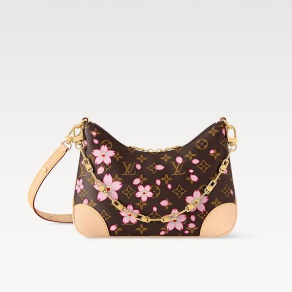 Fashion crossbody bag women's shoulder bag pink floral classic letter print design metal link handbag with series code