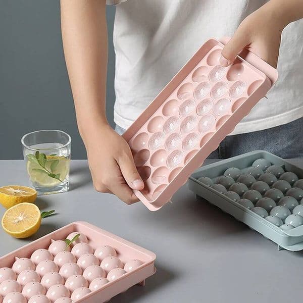 Round 1Pc 3D Cube Tray With Lid Plastic Dia Spherical Style Mold DIY Mould Ice Ball Maker Kitchen Tools