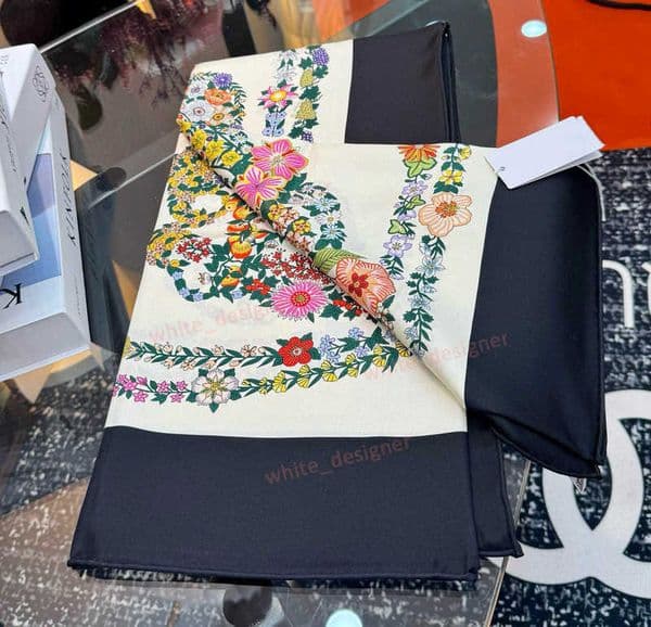 Luxury scarf designers women gorgeous reins floral edition 90cm double-sided same color twill silk scarf women's scarf