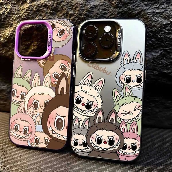 New Kawaii Cute Labubu Phone Case For iPhone 16 15 14 13 12 11 Pro Max X XR XS MAX 8 7 Plus Candy Matte Shockproof Cover Z250521