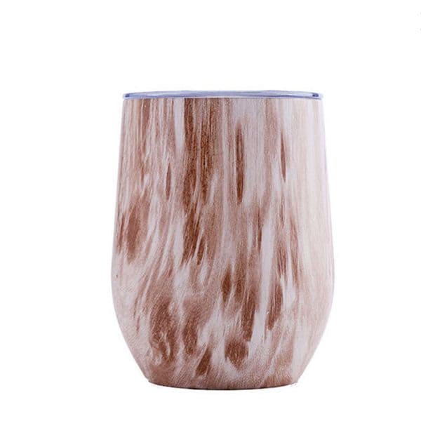 12Oz Stainless Steel Tumbler Double-layer U-shaped Eggshell Thermos Cup Insulated Wine Champagne Glass Cocktail Cups Vacuum Flask Sealing Lid Car Travel JY0661
