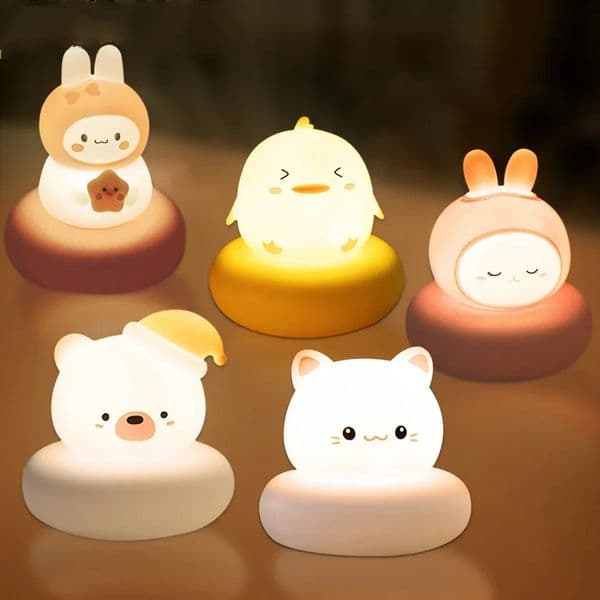 Cute Animal Night Light Novelty 3 Level Dimmable Nursery Nightlight USB Rechargeable Table Lamp for Breastfeeding Toddler Baby 250521