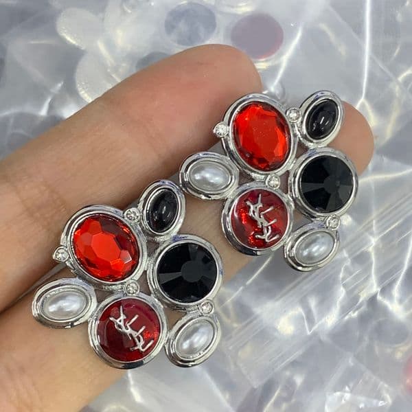 Cherry Earrings Simple Stud Crystal Earring Geometric Famous Men Women Diamond Pearl Earring Luxury Wedding Party Designer Jewelry Copper Material