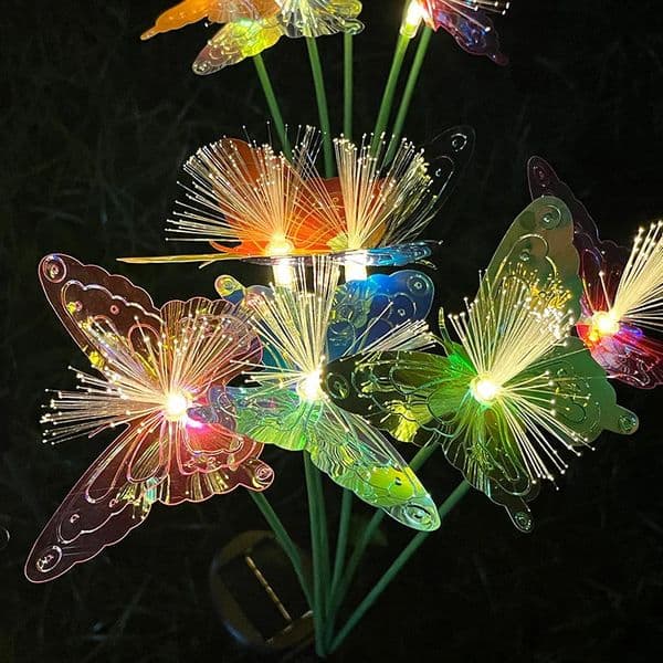 1PC Solar LED Fiber Optic 6 Head Butterfly Light Outdoor Decoration Lawn Garden Atmosphere 250522