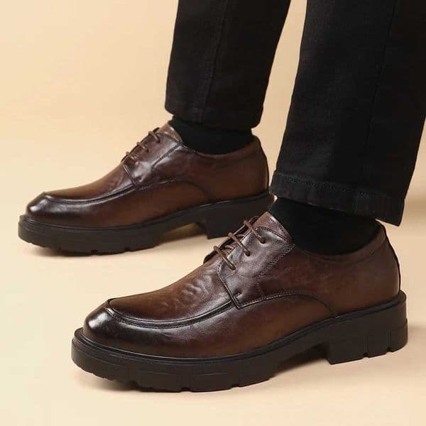 Leather mens Business casual dress shoes Comfortable mens casual walking leather shoes for the elderlyXJ250522