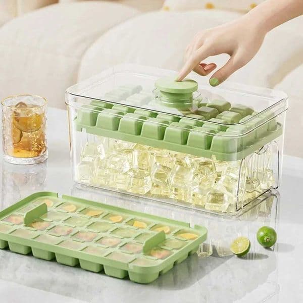 Press Ice Tray Bucket Multifunctional 48 Gride Ice Cube Mold Ice Maker with One-touch To Release Portable Ice Box Ice Cube TrayXJ250522