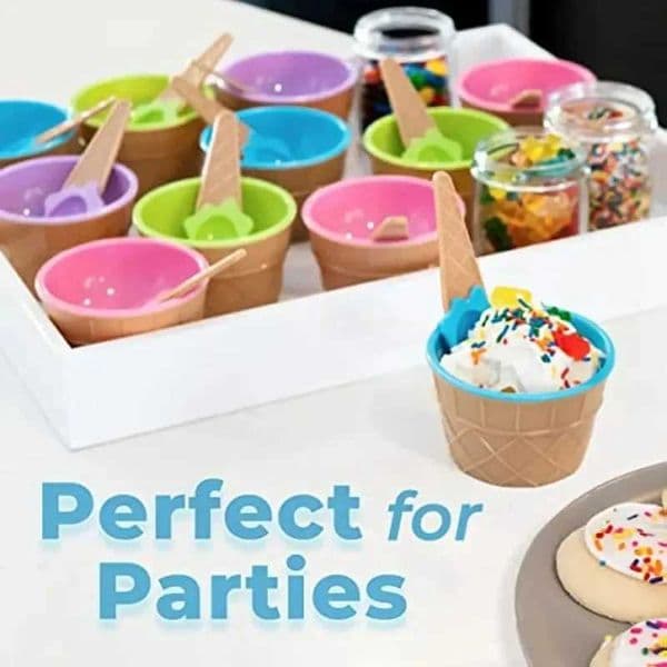 Ice Cream Cups and Ice Cream Scoop Set Summer Essential Party Ice Cream Cone Planter with Spoon Kitchen Supplies Kitchen ToolsXJ250522
