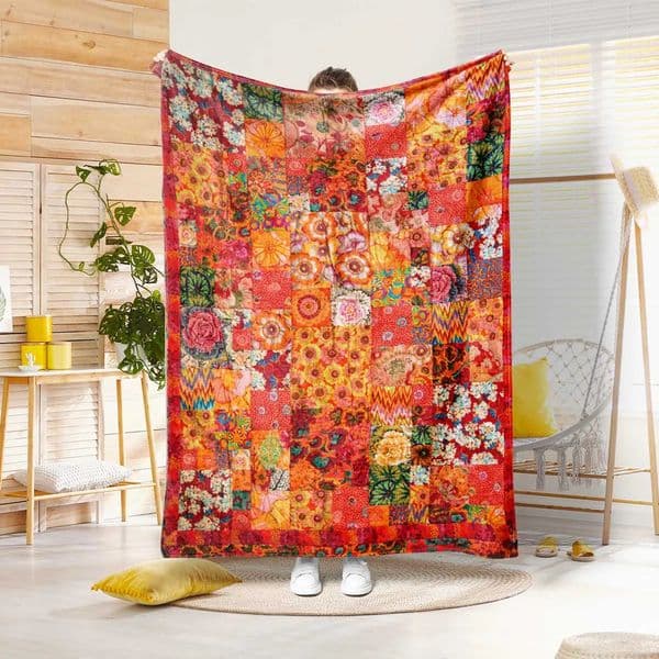 1 Bohemian floral print blanket suitable for sofas beds offices travel camping chairs warm velvet blankets 250422 250522