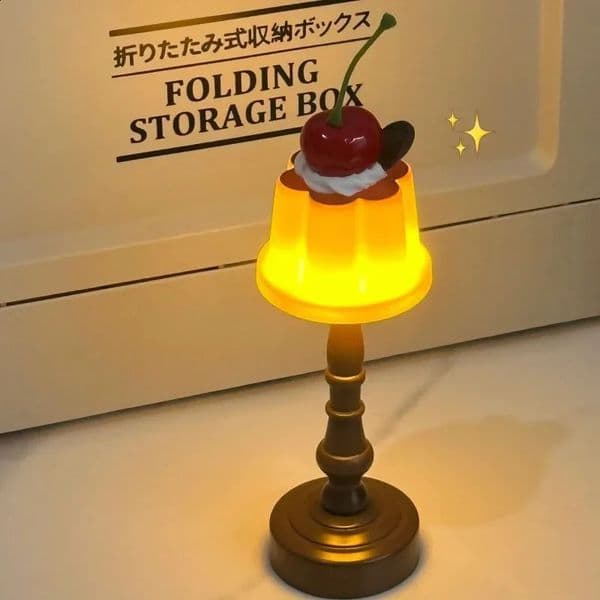 Pudding LED Night Light Desk Lamp Battery Powered Bedside Cute Sleeping for Kids Bedroom Bar Decor as Gift Ornament 250521