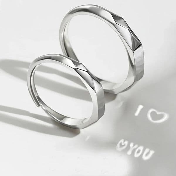 925 Sterling Silver Promise Ring for Her Him Projection Couple Ring Adjustable I Love You Engagement Wedding Ring for Girlfriend 250517