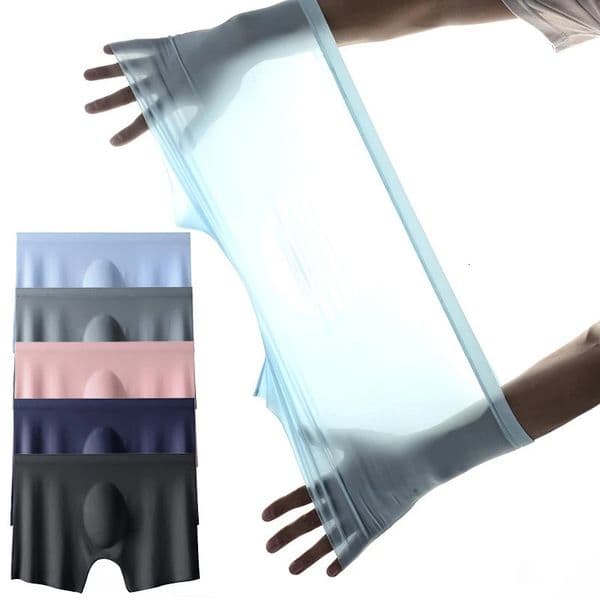 3Pcs/Lot Summer Men Boxers Briefs Ice Silk Seamless Underwear Sexy Lingerie Underpants Shorts Ultra-thin Breathable Panties 250519