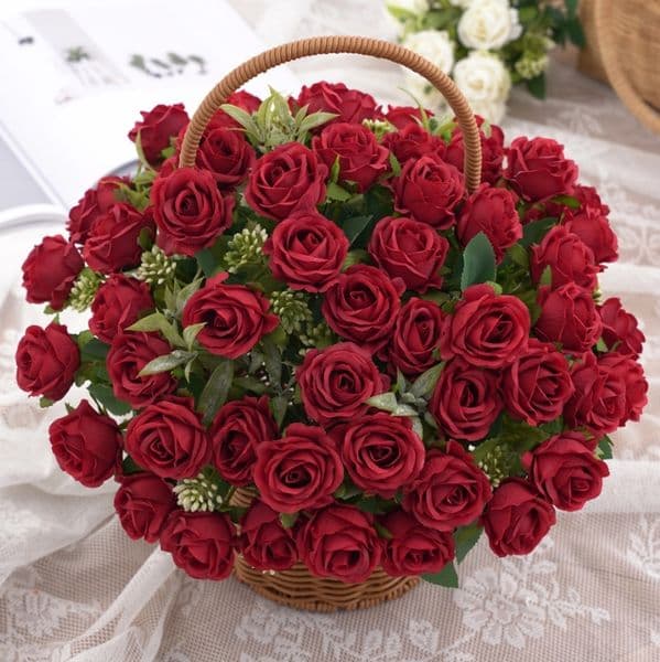 10 Heads Rose Bouquet Artificial Flowers Rose Wedding Decoration Peonies Fake Flowers Home Room Decoration