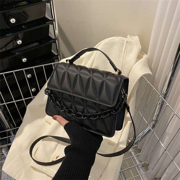 Minimally designed hand-held small square bag women's bag autumn and winter new chain bag shoulder crossbody bag diamond grid bag B5