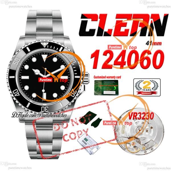 1264060 No Date VR3230 Automatic Mens Watch CLEAN 41mm Ceramics Bezel Black Dial 904L Steel Bracelet Same Serial Card Puretimewatches CHS Reloj Hombre