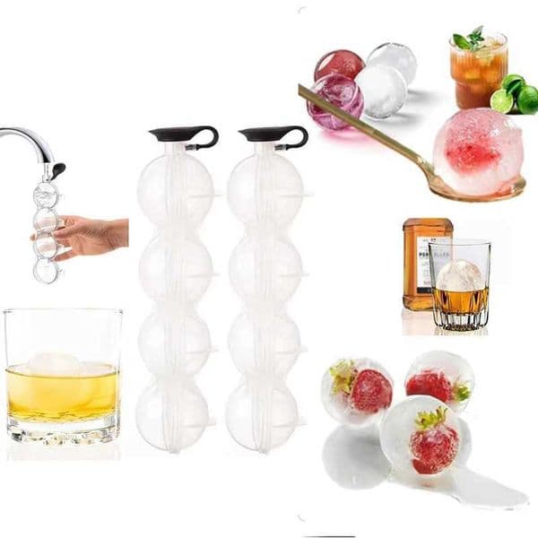 4 Hole Ice Cube Maker Round Ice Ball Mold Whiskey Cocktail Vodka Ball Ice Mold Bar Party Ice Box Ice Cream Maker Kitchen Tools M250522