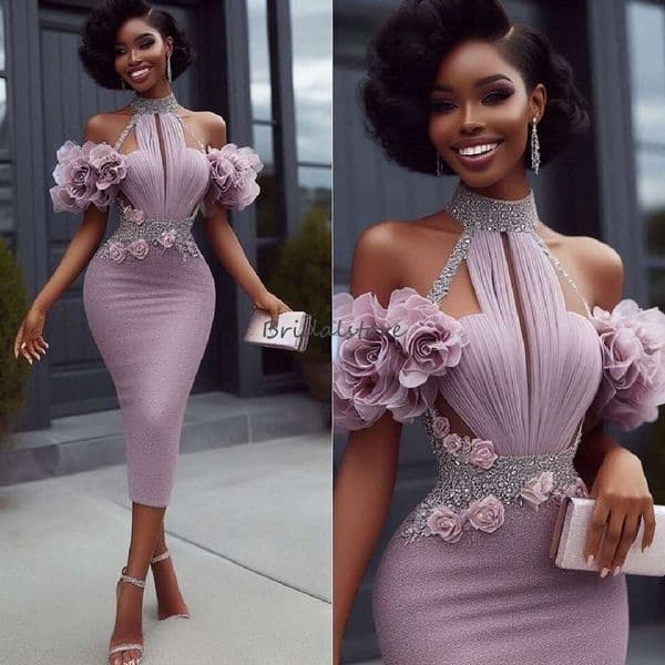 Glamorous 3D Florals Prom Dress Aso Ebie 2025 O Neck Beaded Mermaid Evening Dress Crystal Sequin Formal Dress Party Cocktail Graduation Homecoming Dress