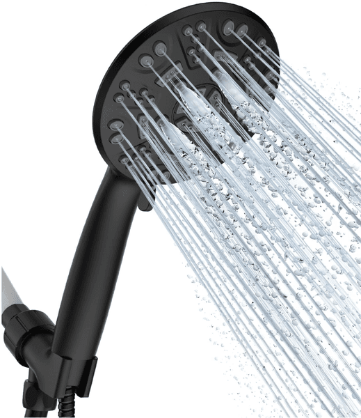 8 Functions Shower Head with handheld, High Pressure Shower Head Set with Hose Adjustable Bracket Rubber Washers (matte black)
