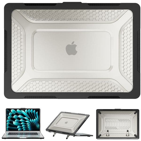 Laptop Case For Macbook Air15 M2 M3 M4 Case New Mac Book 15.3" A2941 A3114 A3241 Hard Shell Heavy Duty Rugged Shockproof Foldable Kickstand Protective Cover