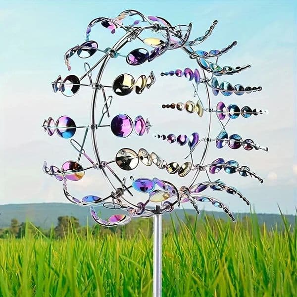 Creative Courtyard Garden Lawn Decoration Unique Wind Collector Magical Kinetic Energy Metal Windmill Rotator 250521BJ