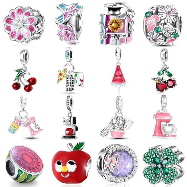 New925 Silver Cherry Watermelon Coffee Maker Mixer Exquisite Charm Suitable for Original Bracelets Necklaces DIY Womens Jewelry XJ250523