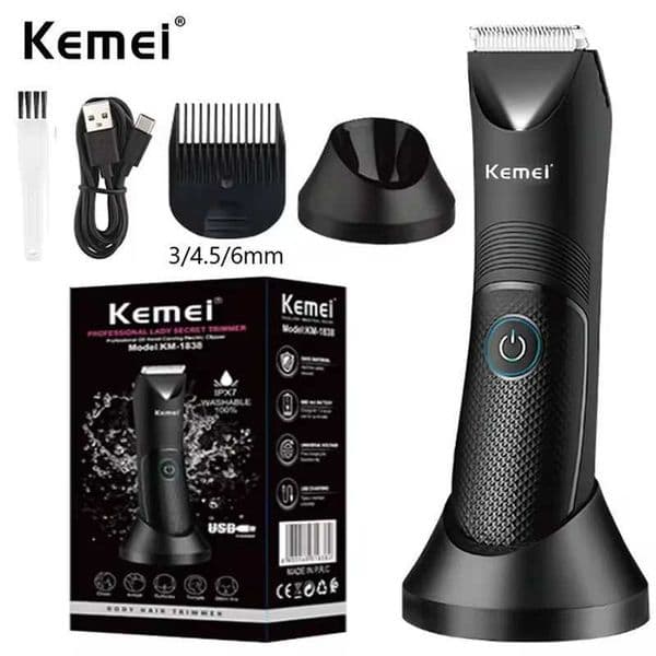 Kemei KM-1838 Groin Area Hair Trimmer Lawn Mower Ceramic Blade Waterproof Wet Dry Clippers Pubic Armpit Body Hair Hygiene Razor M250524