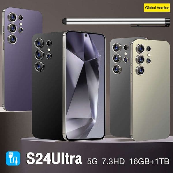 S24 Ultra 16GB+1TB smart phone, dual SIM 5G Android phone, 7.3HD+ display, 13MP+50MP camera, fingerprint and facial recognition, comes with headphones + phone case thumbnail 2
