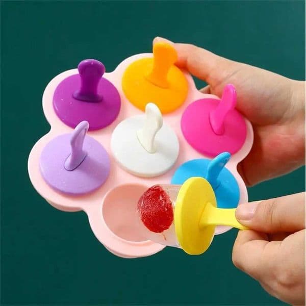 7 hole ice cream mold Ice cream Diy mold Childrens Popsicle mold Food filled plastic ice tray Popsicle mold fruit smoothie X250524