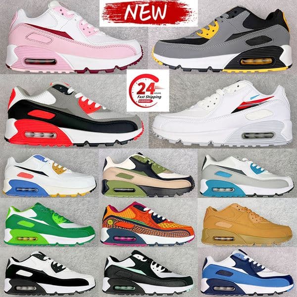 Designer 90s Running shoes For Men Women Triple Black white Mesh Leather Trainer Breathable Cushion Surface Outdoor Sneakers Sports