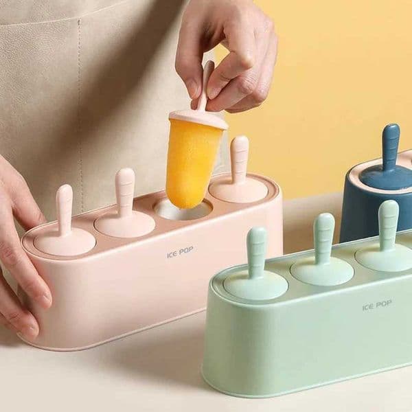 Home Ice Cream Mold Popsicle Diy Tool Silicone 4-hole Popsicle Box Children Dessert Ice Cream Maker Kitchen Tools Diy Ice Cream X250524